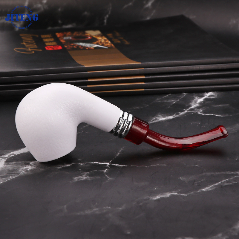 2023 Smoking Pipes Resin imitation seafoam pipe Removable and cleanable red pipe handle curved filter pipe tobacco