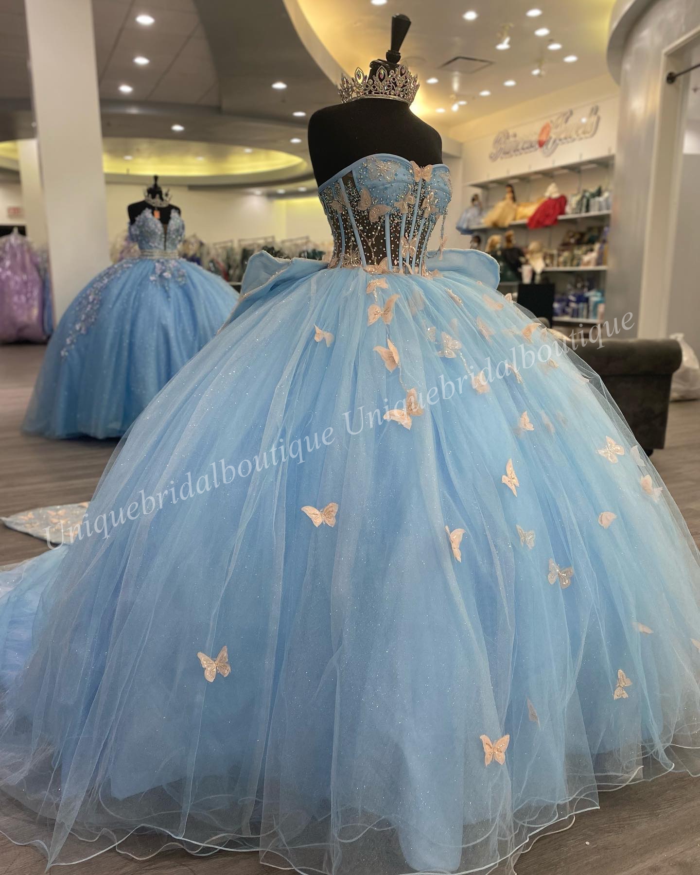 Glitter Princess Quinceanera Dress 2023 Big Bow 3D Butterfly Charro Mexican Prom Quince Sweet 15/16 Birthday Party Gown for 15th Girl vestido de 15 anos Corset Lilac
