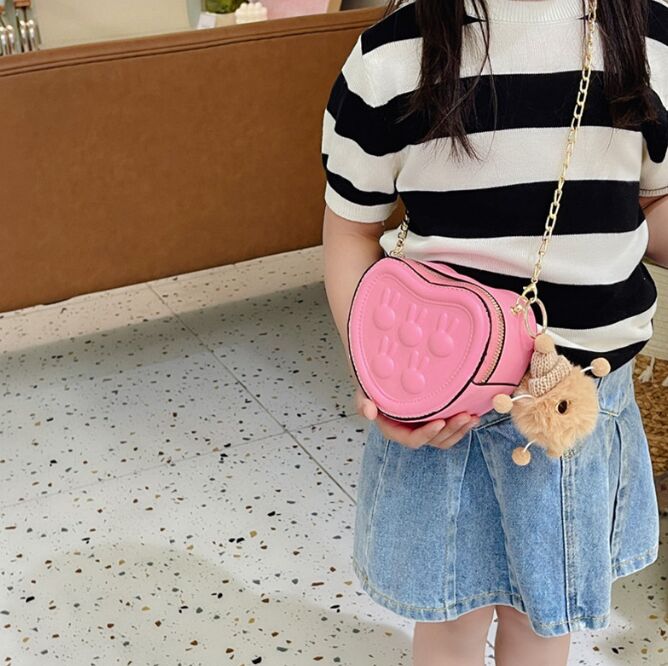 Cute Children handbag little rabbit embossed love bag little girls chain crossbody bag coin purse