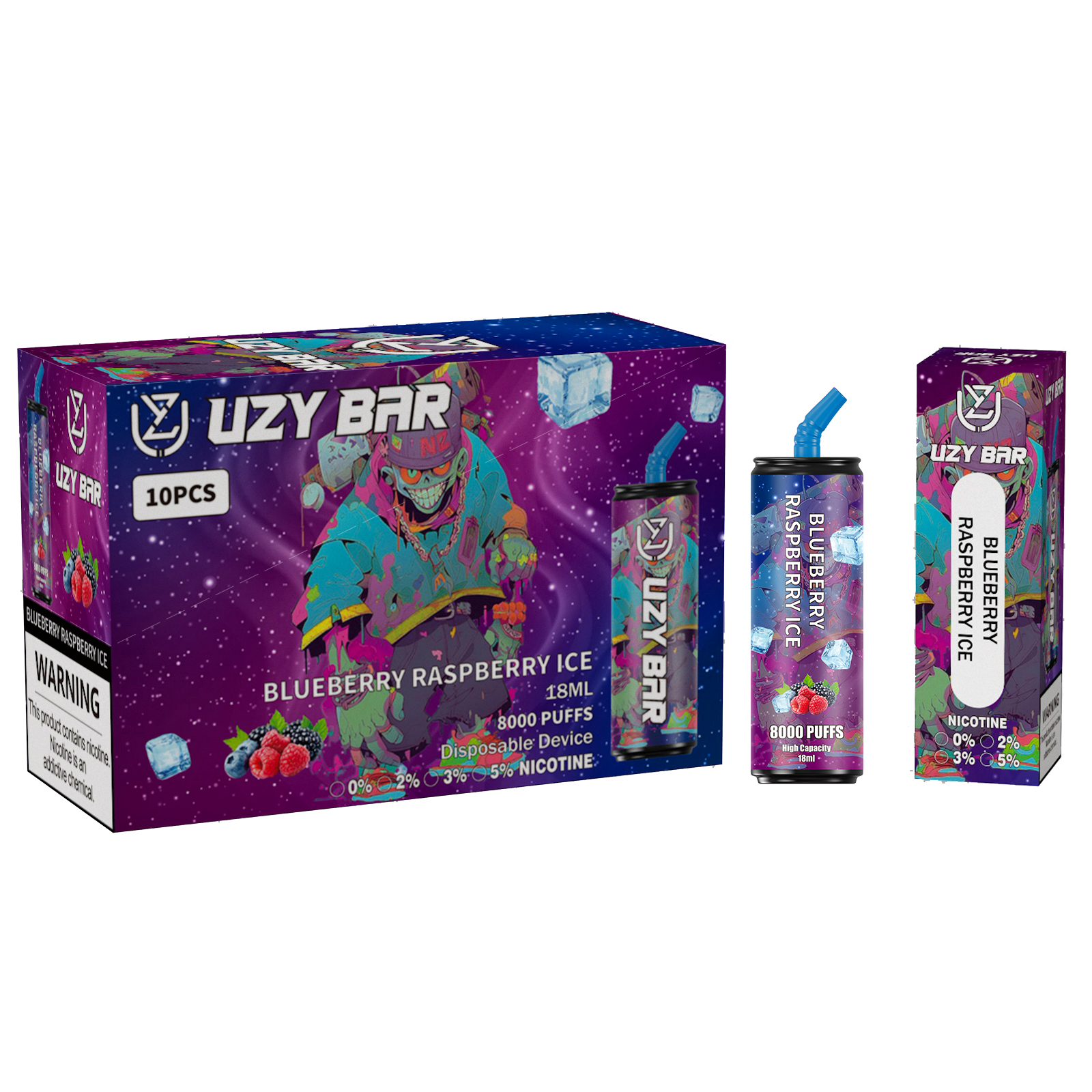 Original UZY bar E Cigarette puff 8000 10 Flavors 18ml Rechargeable Disposable Vape Pen Device Pod Smok Vapes Kit 8000 puffs NIC 0% 2% 3% 5% 1100Mah Battery