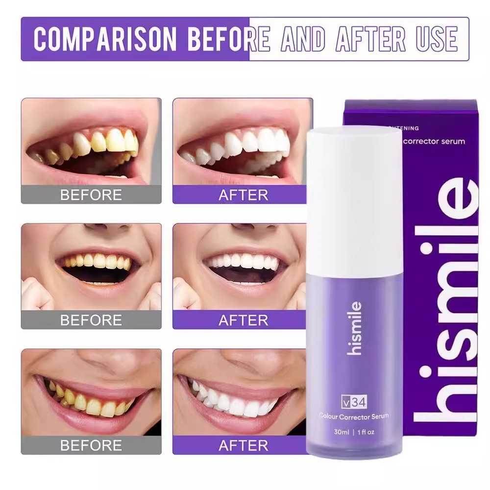 Hismile v34 Colour Corrector Tooth Stain Removal Teeth Whitening Booster Purple Toothpaste Colour Correcting