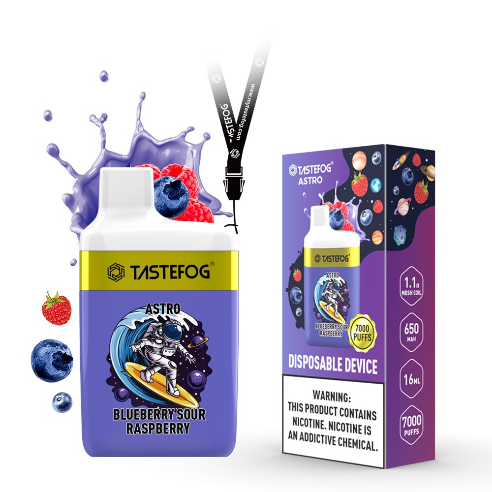 Tastefog Astro 7000 Puffs E Cigarette 5% Rechargeable Disposable Vape 16ml 650 mAh Rechargeable Battery with Free Lanyard