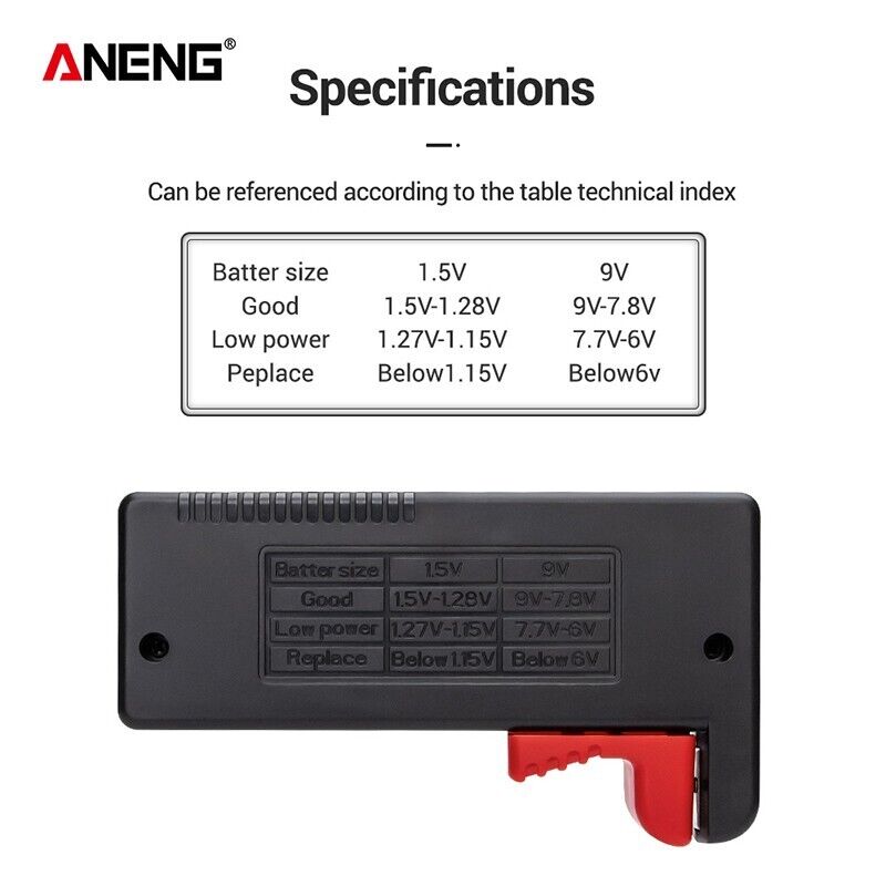 Универсальный контрольный тестоер аккумулятора Aneng An-168 POR Digital Littium Battery Tester Caseed Load Analyzer Display Проверка кнопки AAA AA Cell Cell