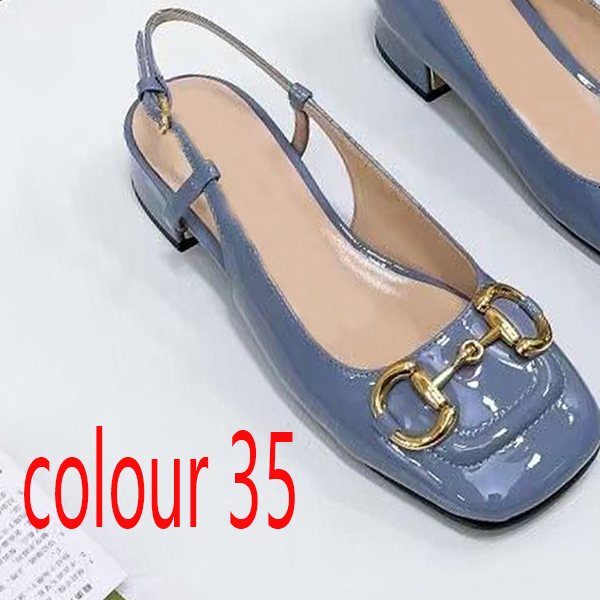 Women Sandal Beach designer shoes 100% leather Summer Belt buckle Thick heel Heels lady Sandals Metal cowhide Work Womens Shoes Large size 35-41-42 Genuine leather sole
