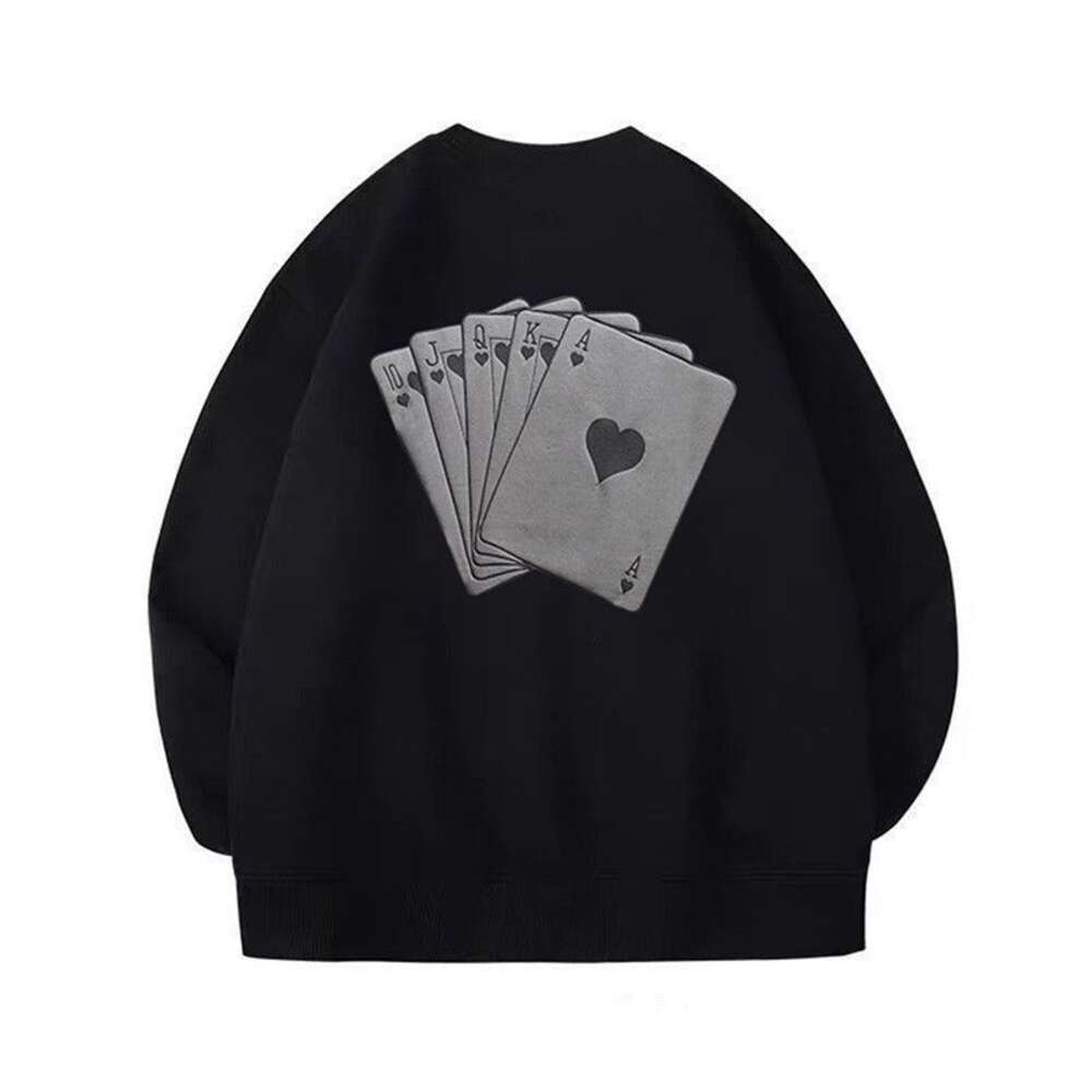 Дизайнерский роскошный Chaopai классический хлопковый американский хип-хоп уличный покер свитер с круглым вырезом и принтом для мужчин и женщин модный бренд свободная пара плюшевый универсальный