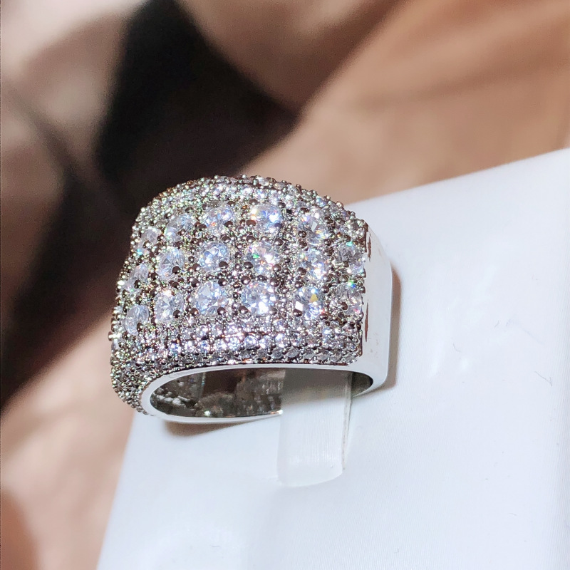 Micro Pave Lab Diamond Ring 925 Стерлинговое серебряное обручальное обручальное обручальное кольца для женщин свадебного дня рождения подарки на день рождения