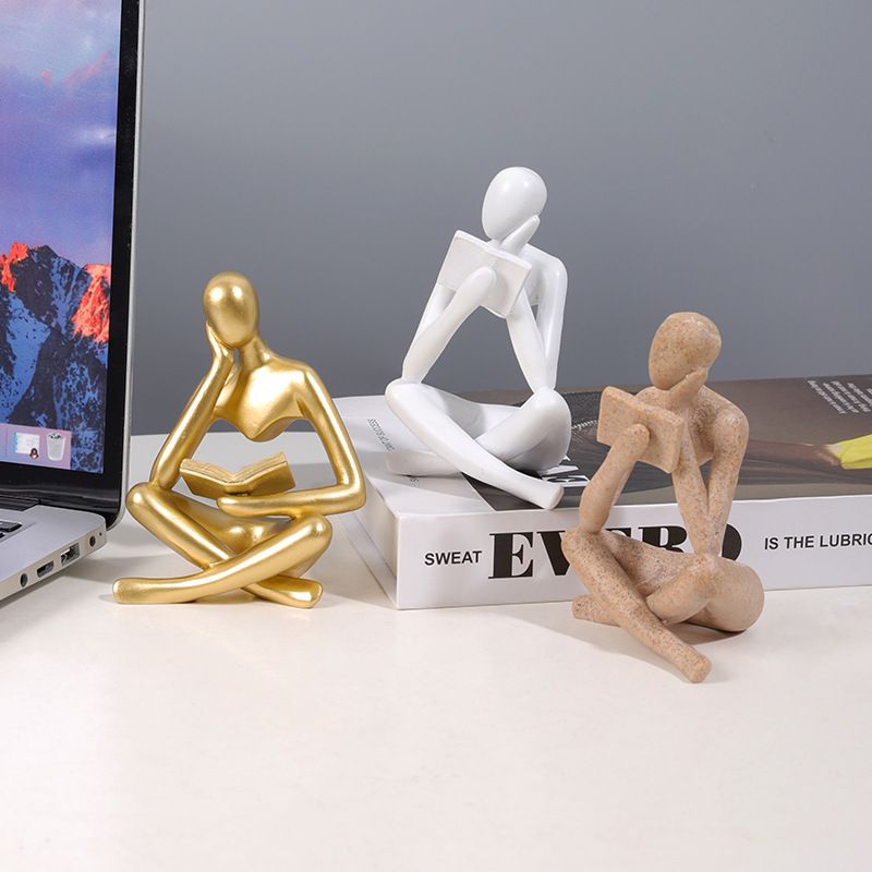 Nordic Abstract Reading Book Statua Oggetti decorativi in resina Figurine Office Home Desktop Decor Artigianato fatto a mano Scultura moderna