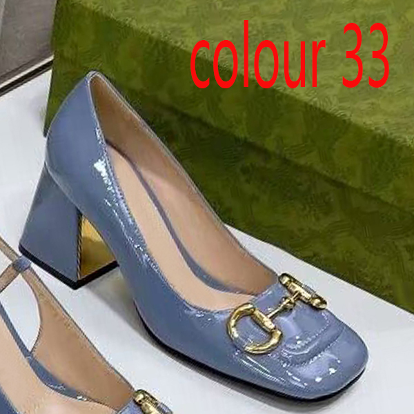 Dress shoes leather Women Shoes designer shoes Summer fashion 100% cowhide high heels Coarser heel Metal buckle lady heeled boat shoe Large size 35-42 us4-us11 With box