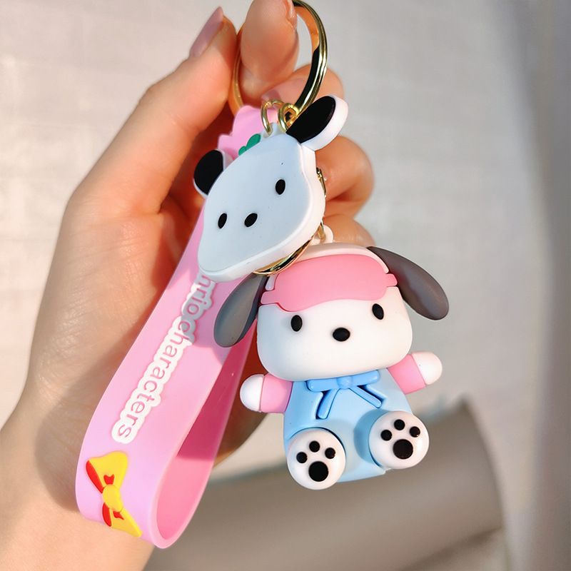 Desenhos animados sanrio pacha cão chaveiro anel bonito brinquedo carro chaveiro bookbag pingente pequeno presente