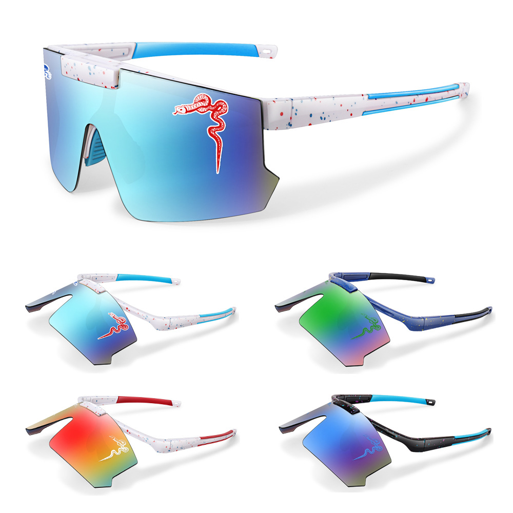 Lunettes de soleil polarisées de cyclisme pour hommes et femmes, lunettes de sport pour jeunes, lunettes coupe-vent pour baseball, golf, protection UV, image d'animal allongée, œil extérieur amovible