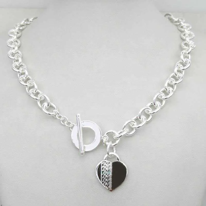 Design Women`s silver TF Style Necklace Pendant Chain Necklace S925 Sterling Silver Key heart love egg brand Pendant Charm Nec H0918