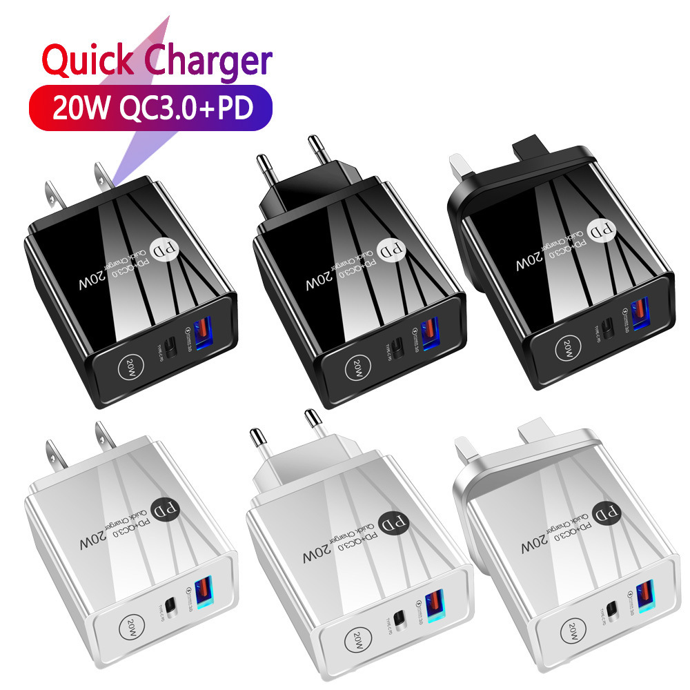 20W PD Type c USB C Wall Charger Eu US UK 3A USb-C Power Adapters For Iphone 15 11 13 14 Samsung huawei android phone With Retail box