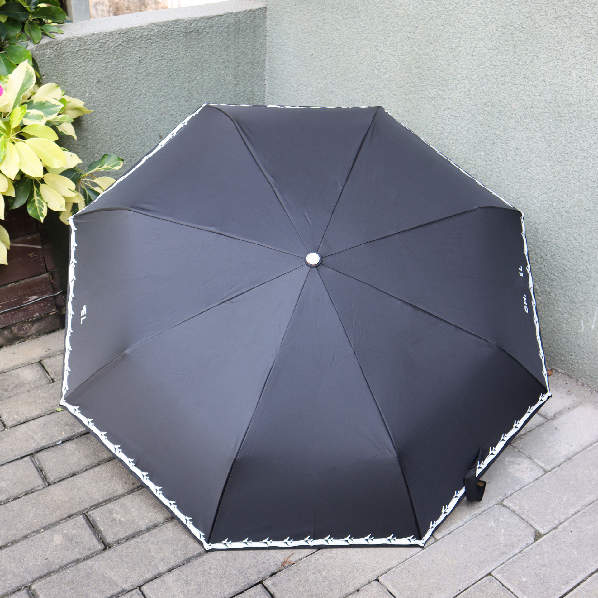 Designer Umbrella Aircraft Pattern Sun Rain Dual Purpose Umbrella Trifold Fully Automatic Opening and Closing Black Glue Sunscreen Umbrella Gift Box Umbrella