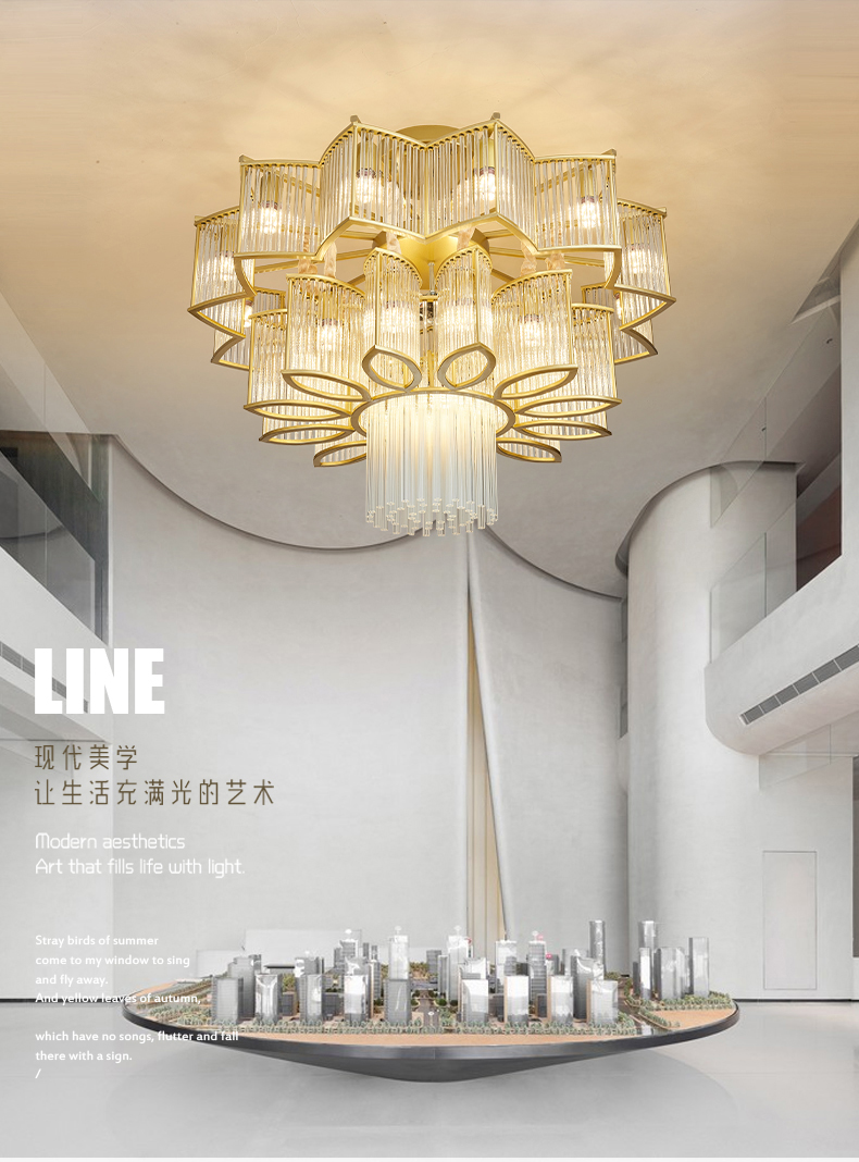 Chinese Classic Crystal Chandeliers Lamps LED Modern Golden Chandelier Lights Fixture American Luxury Flower Home Restaurant Hotel Indoor Lighting Decoration
