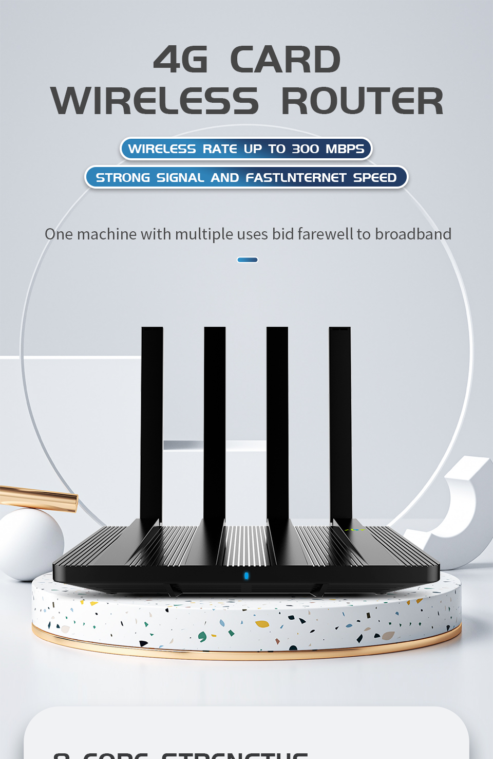 WLAN-Router 4G LTE 10G Kostenlose Verkehrsdaten 300 Mbit / s Heim-Hotspot Wi-Fi Roteador WAN LAN EU-Modem Drahtlose SIM-Karte im Inneren