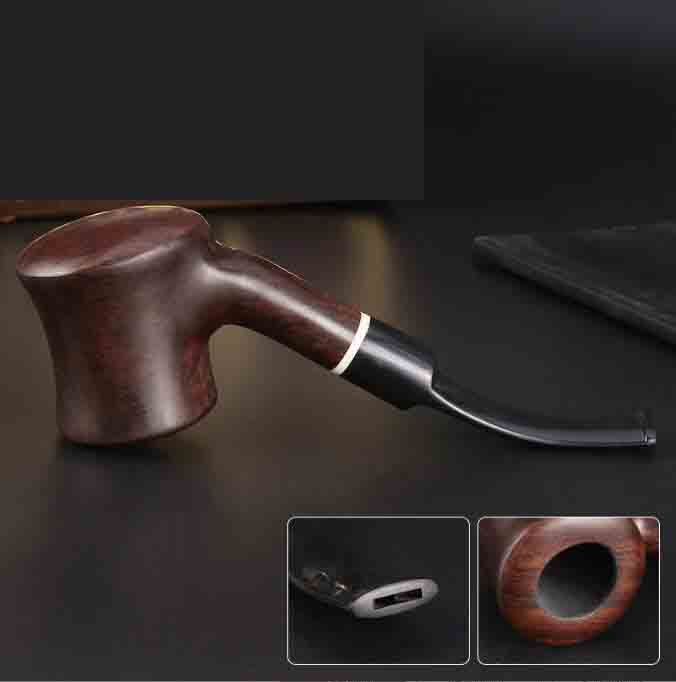 Latest Ebony Wood Pipe Tobacco Smoking Cigarette Hand Holder 9mm Filter Pipes Tube Accessories Tools