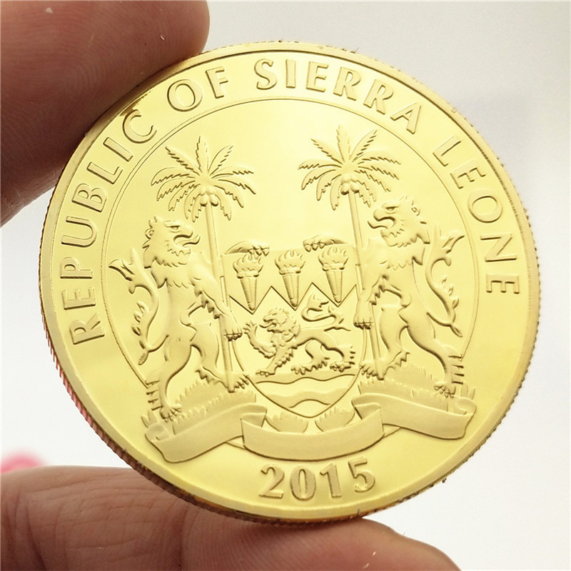 Arts and Crafts Dinosaur gold and silver coins Sierra Leone dinosaur coin