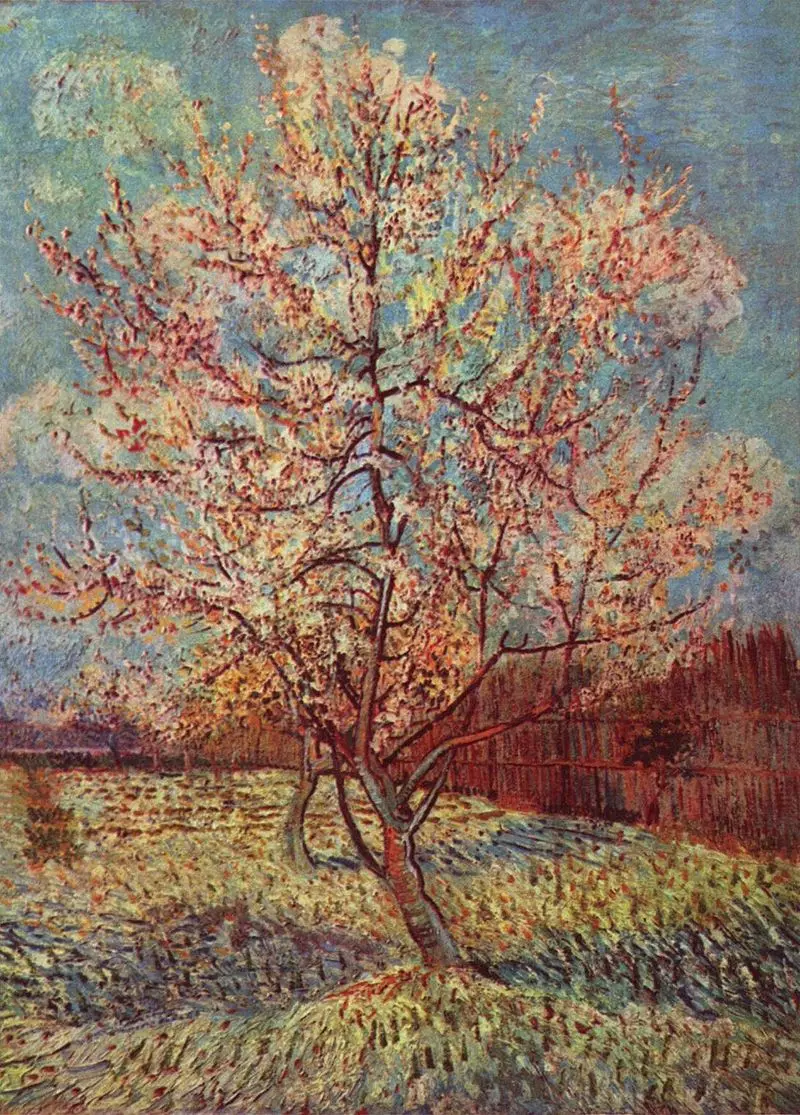 Pink Peach Tree in Blossom by Vincent Van Gogh Oil Painting Reproduction on Canvas Wall Art Home Decor Hand Painted No Framed