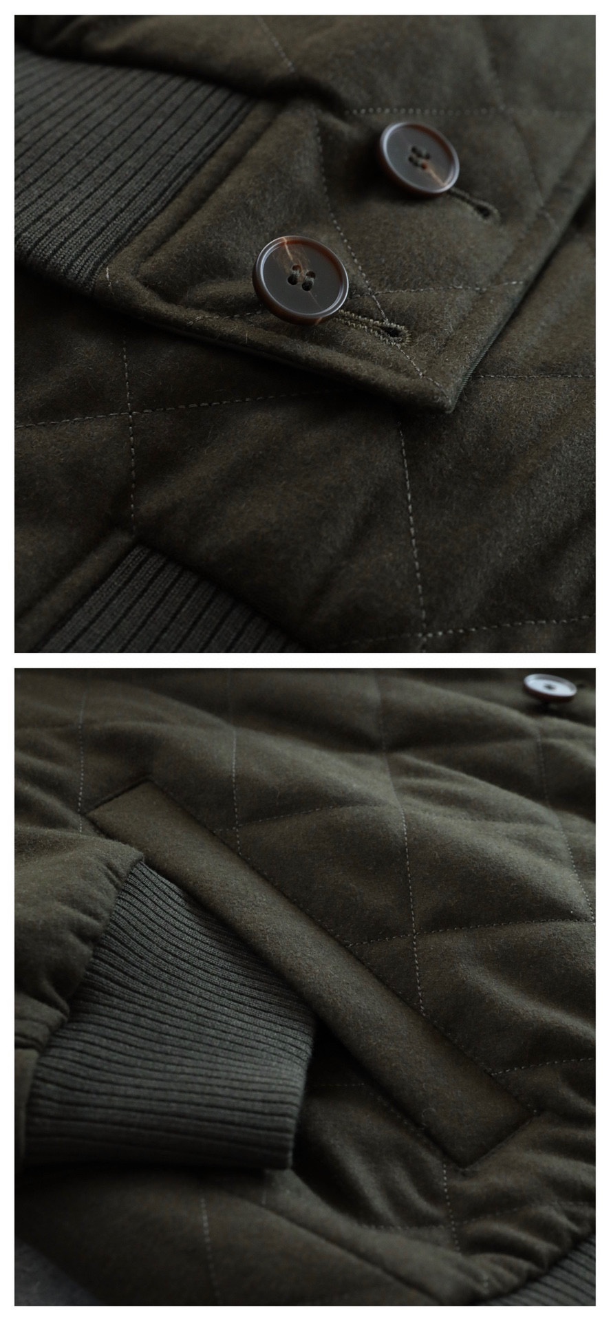 メンズジャケットオータムロロピアナアーミーグリーン格子縞のウールカーディガンジャケット
