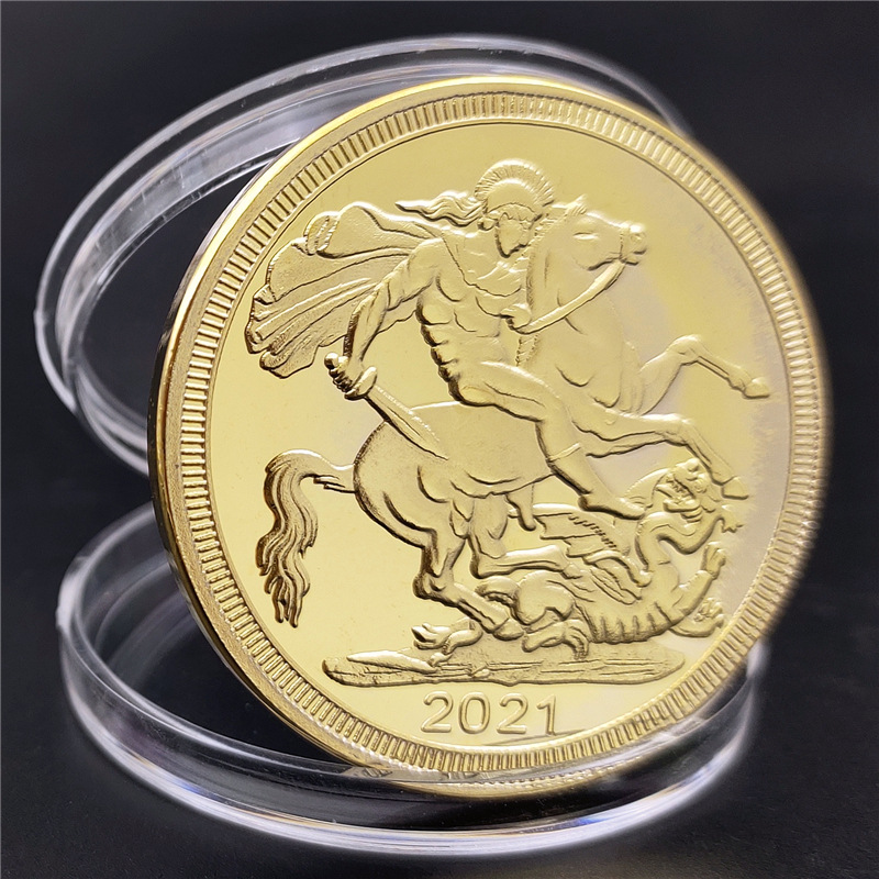 Artes e artesanato 2021 Comércio exterior comemorativo Coin Horse Sword Gold Coin Knight Coin