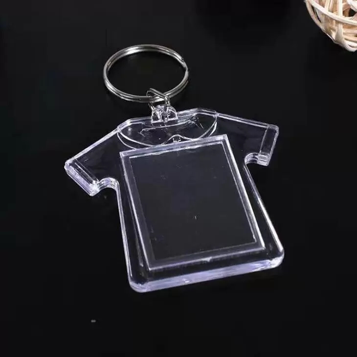 Clear Acrylic Christmas Frame Plastic Blank Keyrings Insert Passport Photo Frame Keychain Bildram Keyrings Party Gift