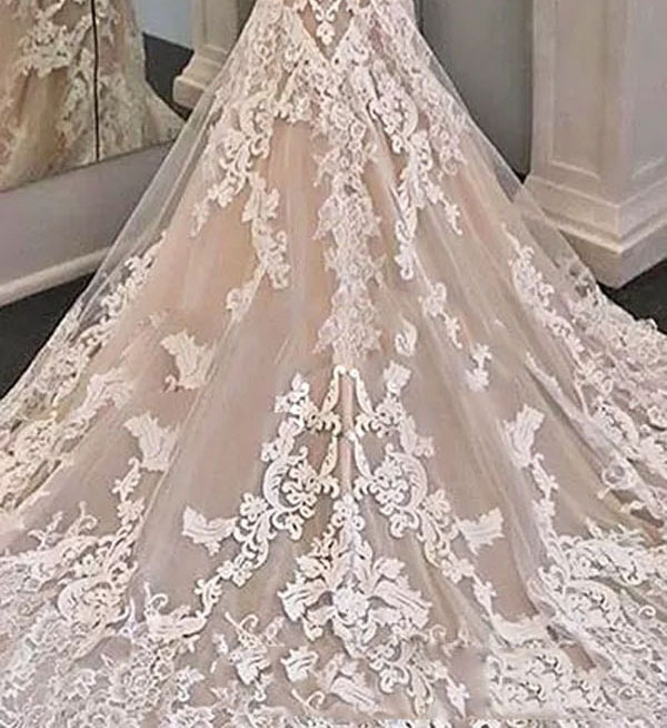 New Illusion Long Sleeve Lace Mermaid Wedding Dresses Tulle Applique Court Princess Wedding Bridal Gowns With Buttons
