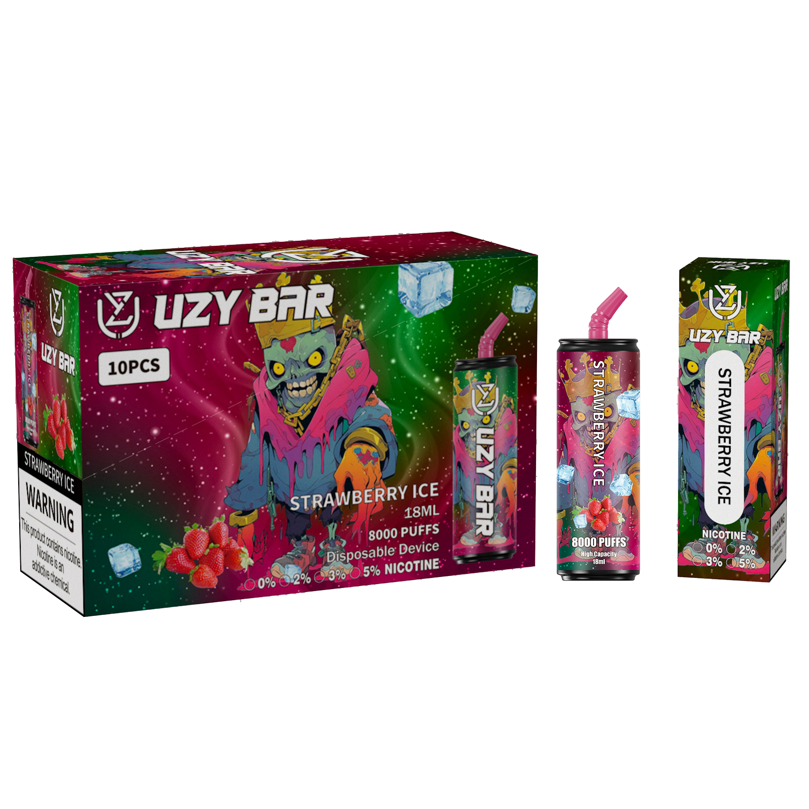 Original UZY bar E Cigarette puff 8000 10 Flavors 18ml Rechargeable Disposable Vape Pen Device Pod Smok Vapes Kit 8000 puffs NIC 0% 2% 3% 5% 1100Mah Battery