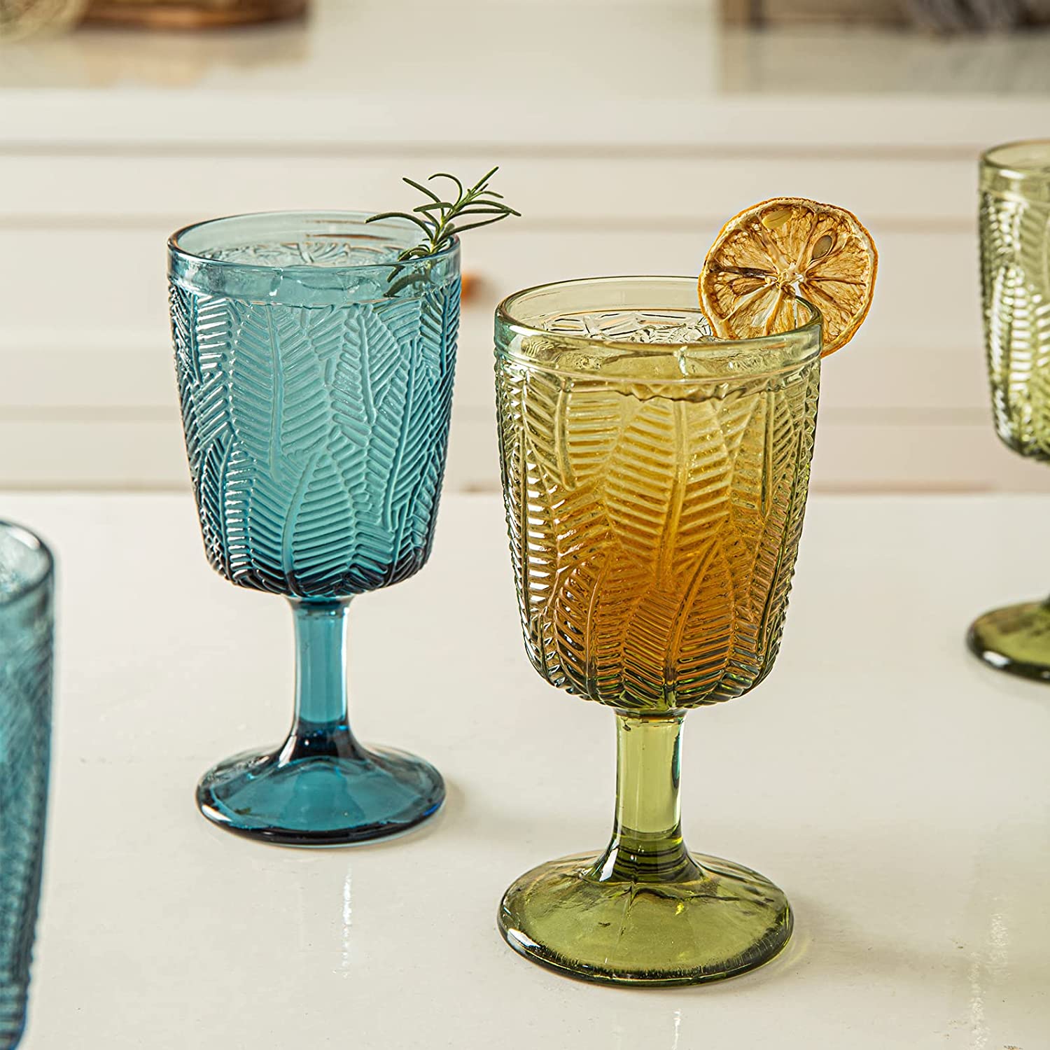 Vintage blad präglat dricka vinglas retro blyfri färgad drinkware bar vin öl cocktail glas