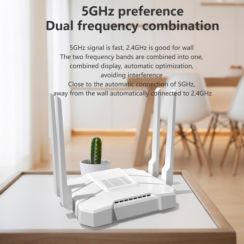 Dual Band 2.4G 5GHz 1200Mbps trådlöst WiFi Gigabit Router bred täckning Stabil WiFi -signal Hög förstärkningsantenner