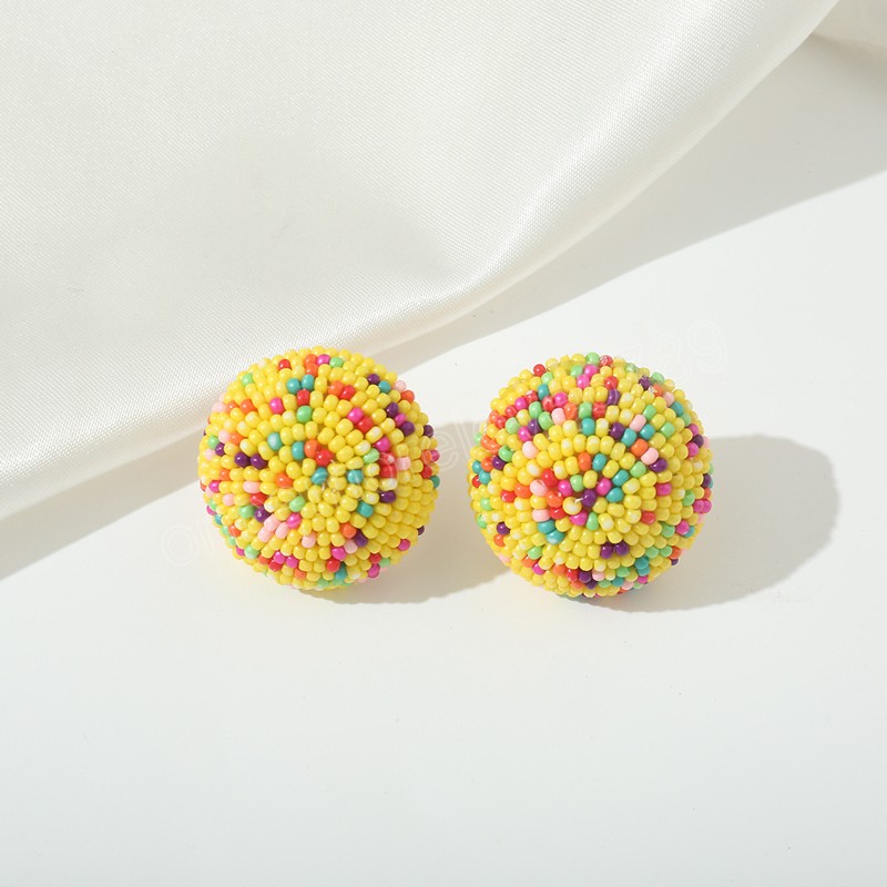 Colorful Vintage Tiny Bead Bohemian Stud Earrings For Women Handmade Ball Black Wedding Party Daily Jewelry Earrings
