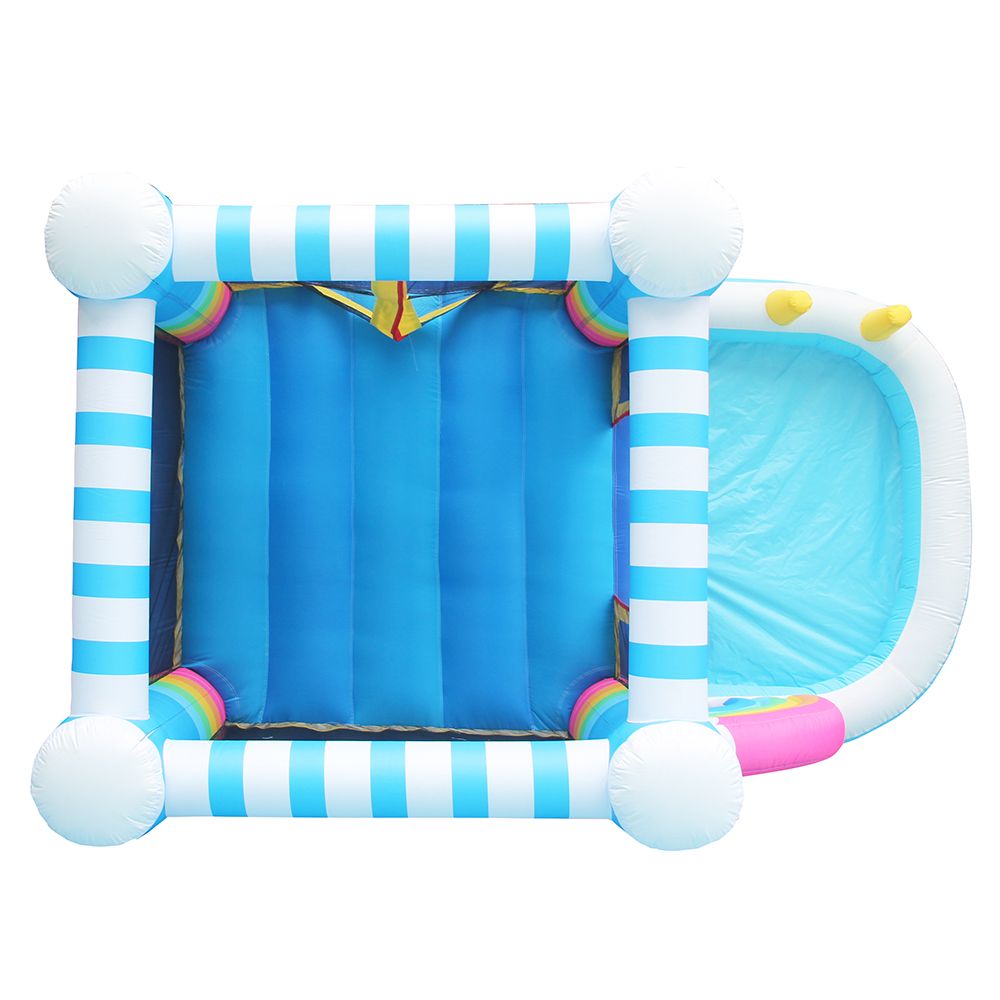 Uppblåsningsbart studshopp Hoppande slott Playhouse for Kids Toddlers utomhus inomhusparty med bollgrop Blow Up Jumper Rainbow Theme Bouncer Combo Small Toys