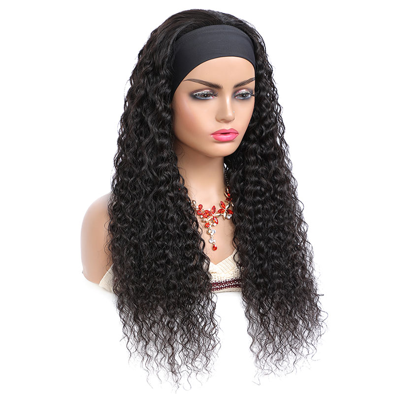 Wholesale of Ice Silk Head Covers by Manufacturers Water Wave Peruvian Hair Black Women's Wig Headbands