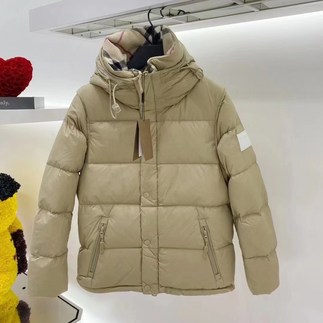 Erkek Down Coat Tasarımcı Söndürülebilir Kol Kış Kesikli Ceket Sıcak Kapşonlu Parkas Outwear Yelek Cep Puffer İngiliz Stil