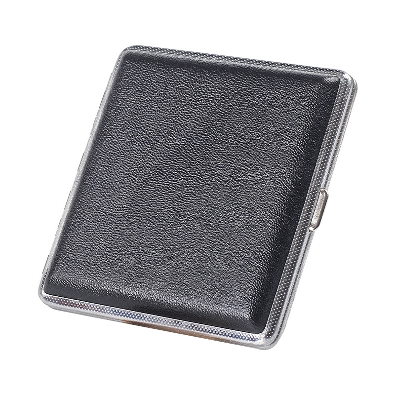 Smoking Pipe Creative Portable Leather Cigarette Case Leather Automatic Hand Roll Men's Metal Clip Cigarette Case