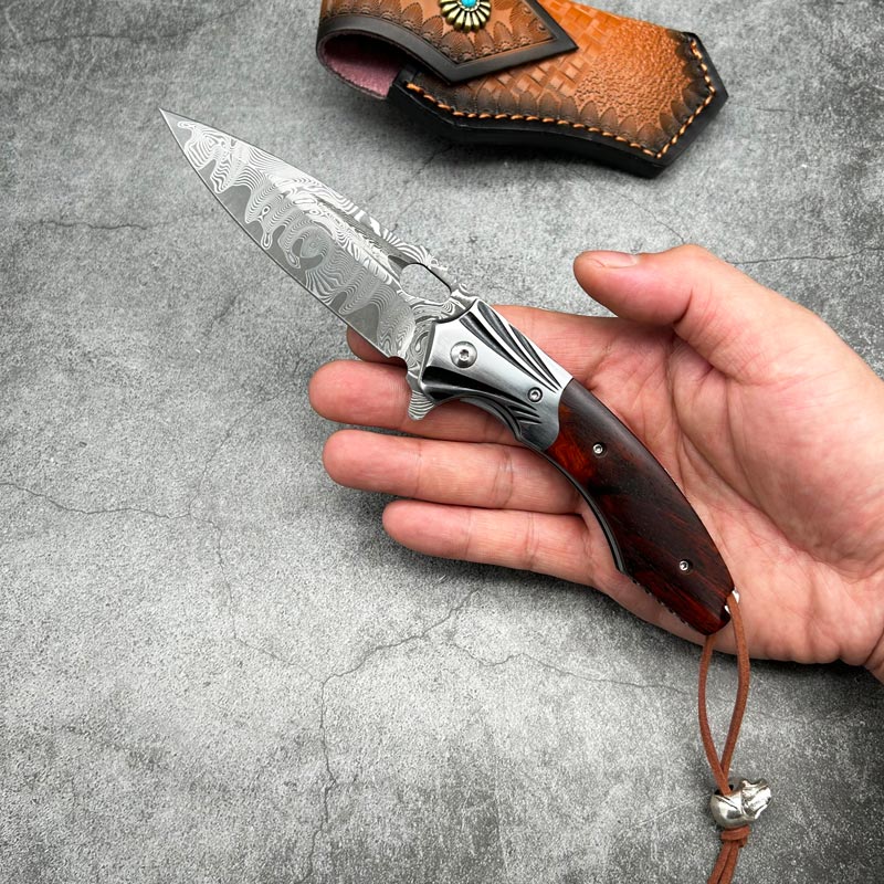 Forged VG10 Damascus Folding Knife Particulate Rosewood Handle High hardness sharp Outdoor Hunting Self Defense Pocket Camping EDC Handmade Knives