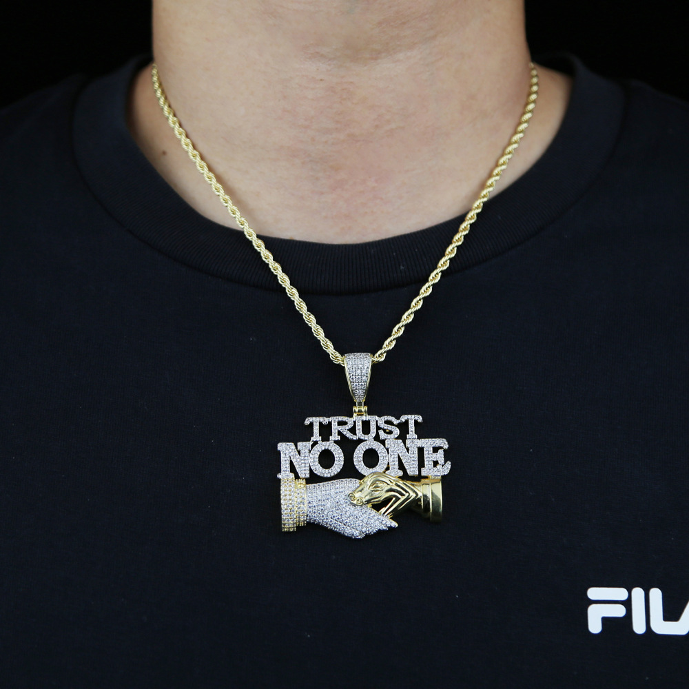 Collana con ciondolo gioielli Hip Hop Fashion TopBling Moda uomo Street Rap Completo 5A Zircone 18k Gioielli placcati oro reale