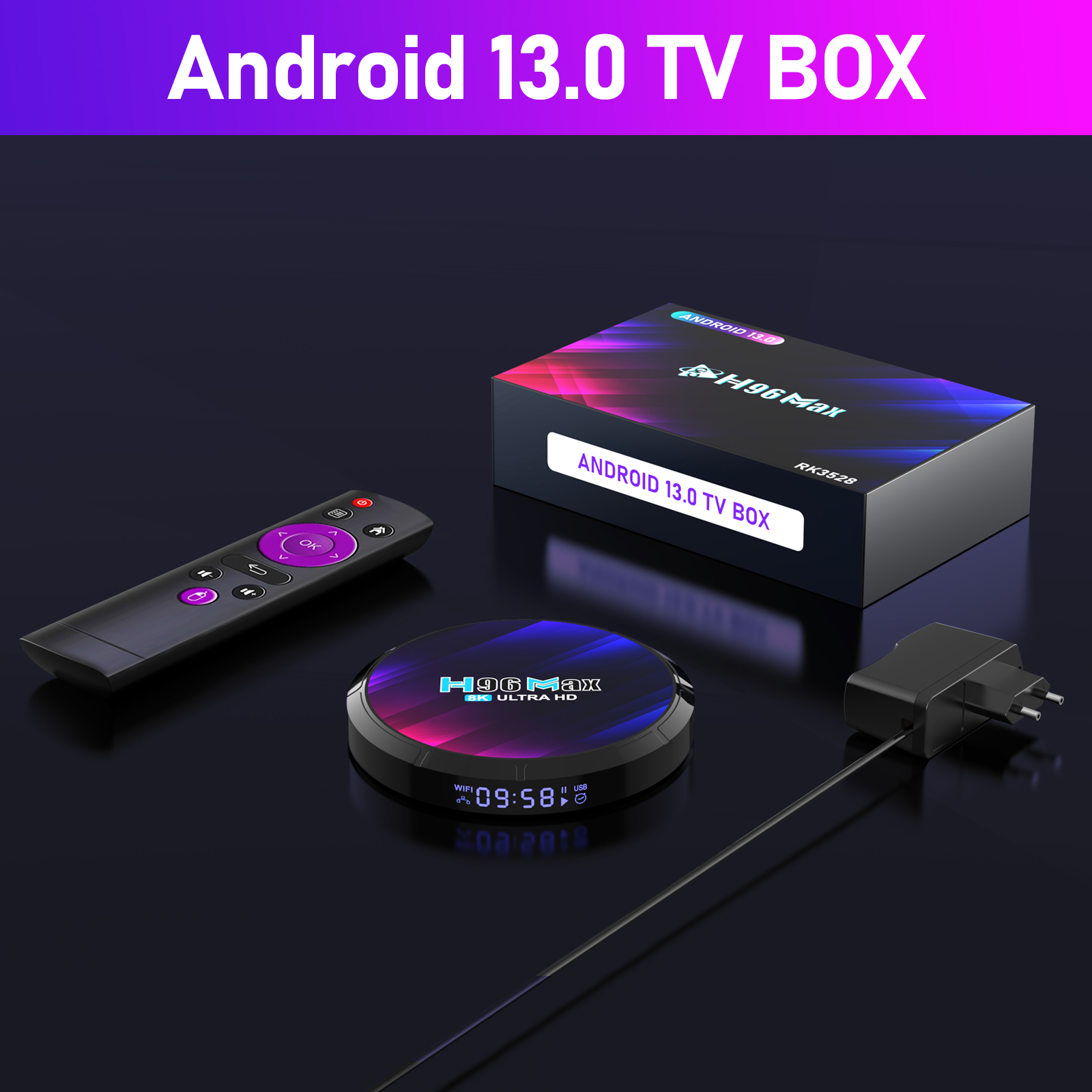 H96 Max RK3528 Smart TV Box Android 13 RockChip 3528 Quad Core Support 8K Видео декодирование Wi -Fi6 BT5.0 Установите Top Box Media Player