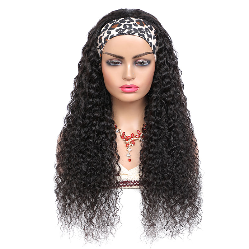 Wholesale of Ice Silk Head Covers by Manufacturers Water Wave Peruvian Hair Black Women's Wig Headbands