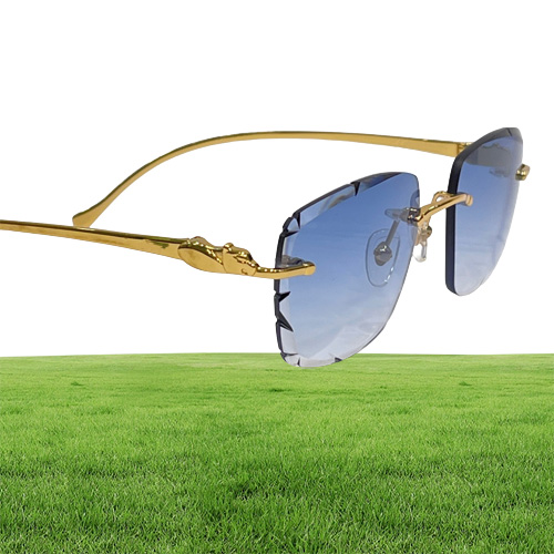 xury Brand Designer Popular Men Sunglasses Vintage Retro Diamond Cut Lens Square Rimless Sun Glasses Gold Mirror Frame Fashion Z1955139