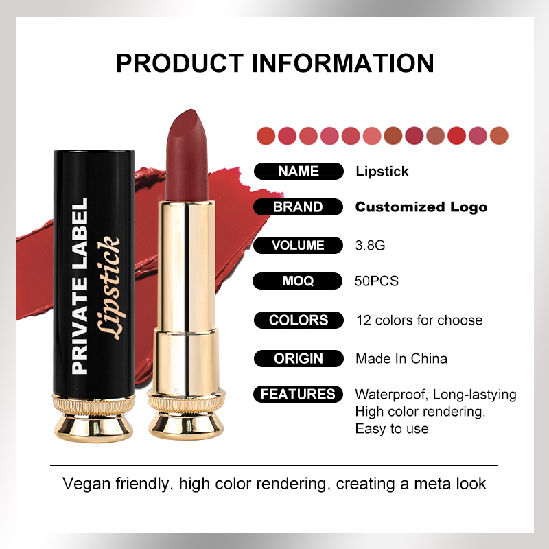 NO Logo Wholesale Hot Sale Matte Lipstick Good Quality Cosmetic Lipstick Matte Factory Lipstick Private Label Lipstick Accept Your Logo Customized Private Label