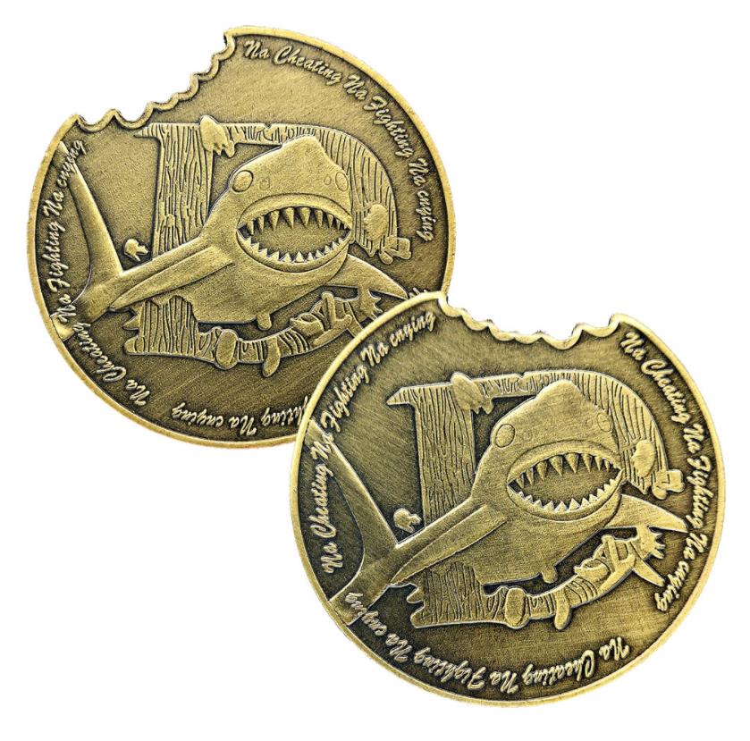 Arts and Crafts Pièce commémorative de requin en bronze Pièce de monnaie en dents de requin