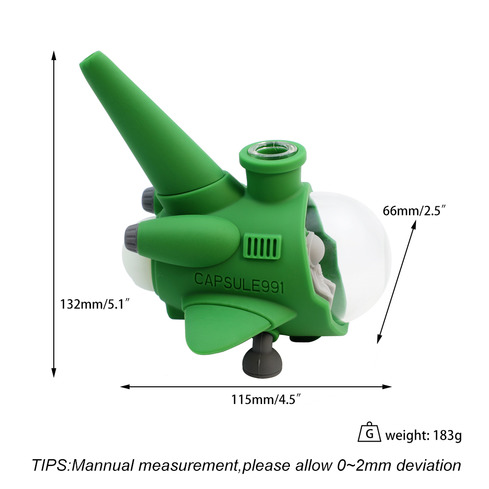 Hookahs Silicone Water Pipe Smoking Pipes Spaceship Aircraft Hookah Bong with 14mm Glass Bowl Dab Rig