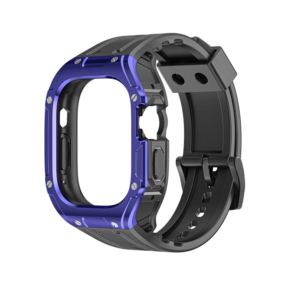Luxury 2 in 1 TPU Case strap Band for Apple Watch Ultra 2 49mm Modification Kit PC Case Sport Rubber Silicone Watchband Iwatch Series Ultra Bracelet