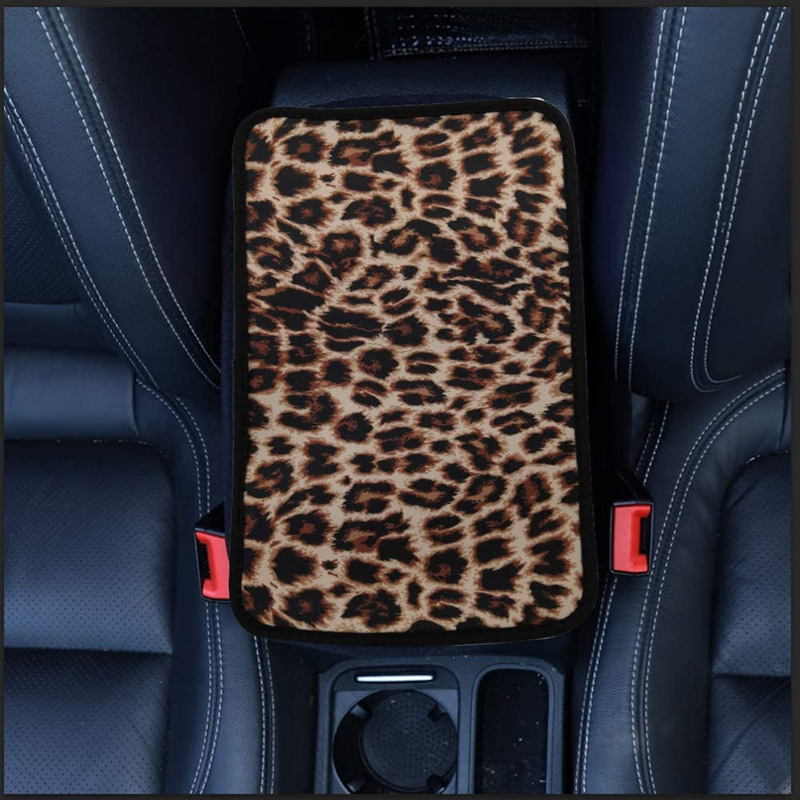 Neoprene Leopard Car Armrest Cover Pad Party Favor Universal Fit Soft Comfort Vehicle Center Console Cushion Holder