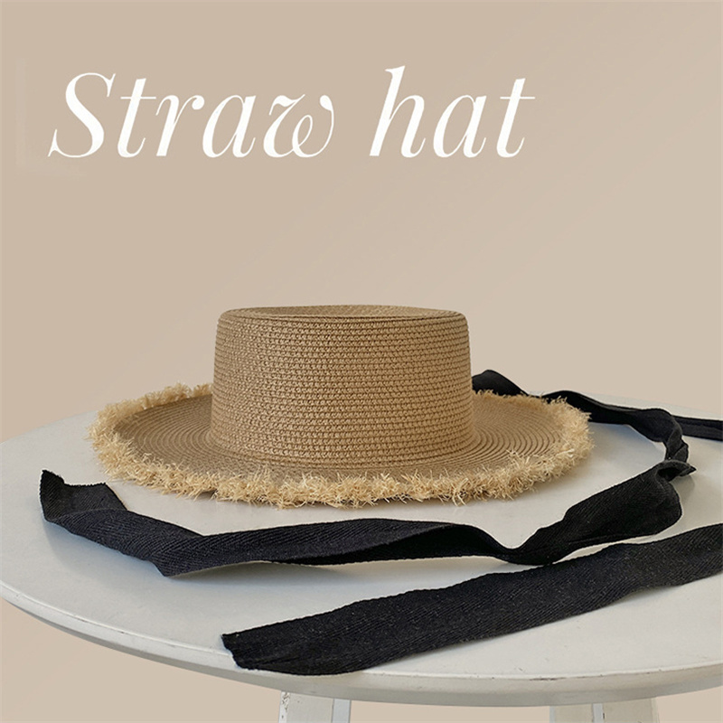 Ladies Beach Straw Hat Summer Big Bow Caps Tkane szerokie brzegowe czapki ochrona przed słońcem czapki hurtowe