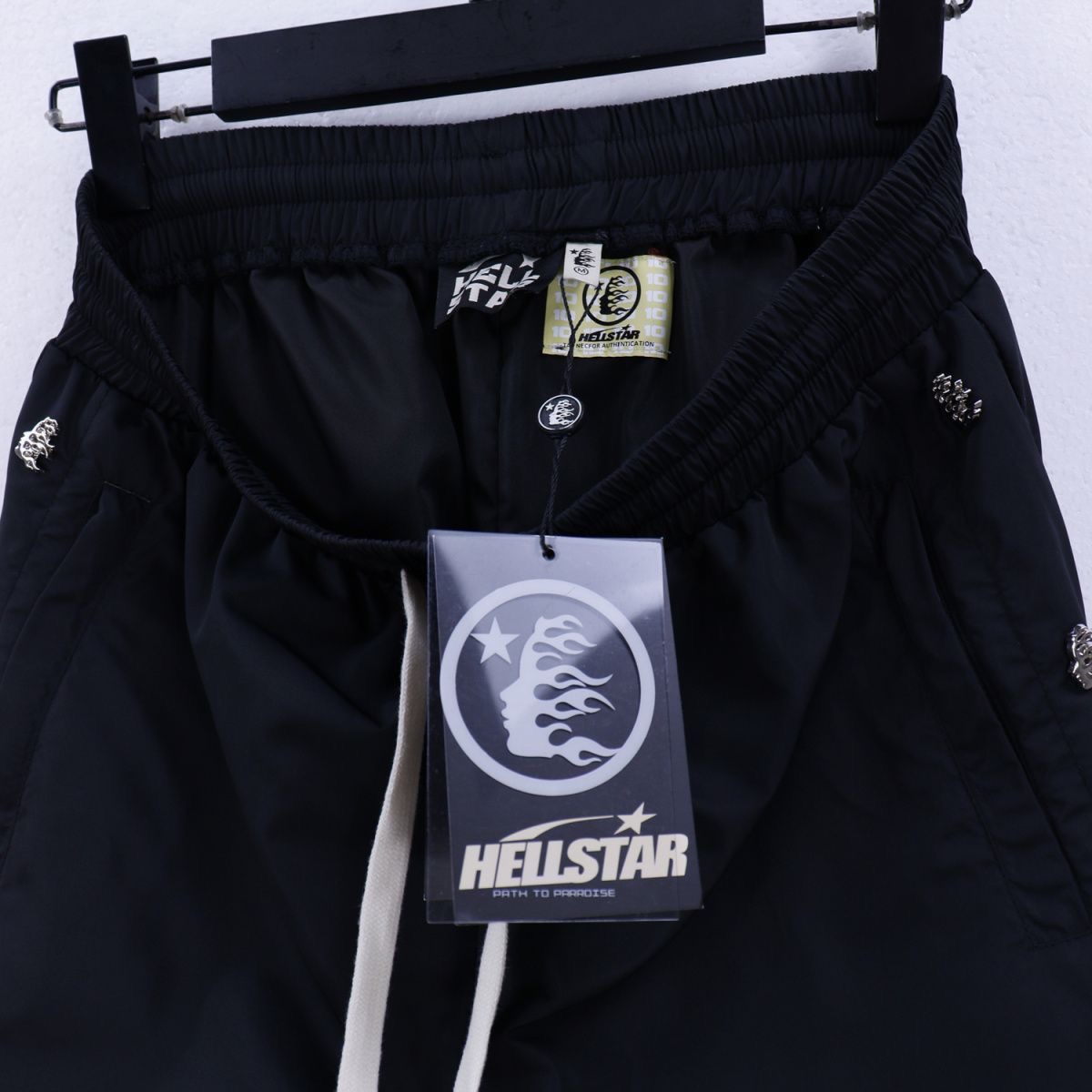 Hellstar Waxed Nylon High Street Wide Foot Casual Pants for Men and Women High Street Wide Ben Sweat-Wicking For Fitness Dancing Sweatpants Running Track Pants SMLXL
