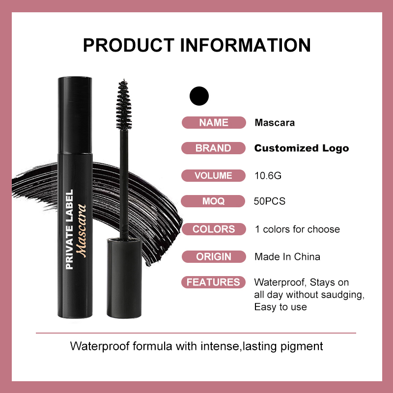 NO Logo Mascara de maquillage de haute qualité, naturel, imperméable, lisse, à séchage rapide, longue durée, maquillage de haute qualité, acceptez votre logo, marque privée personnalisée