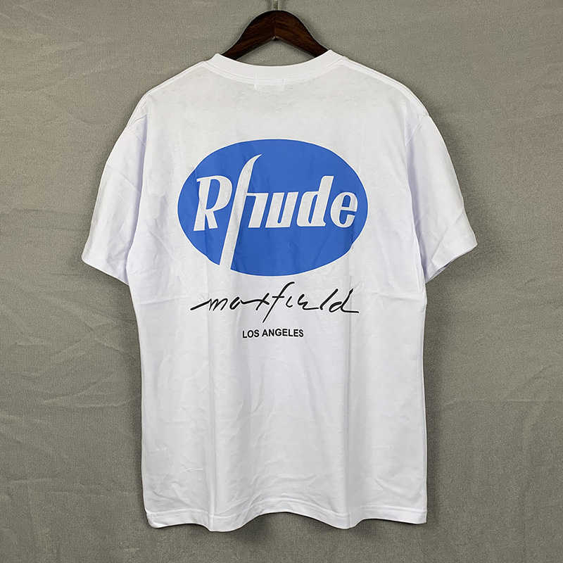 メンズTシャツ2022SSヒップホップイーグル印刷RHUDE Tシャツ男性女性1 1コットンロサンゼル