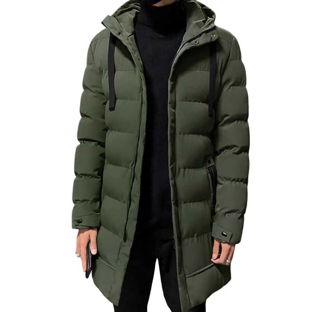 Parkas Homme Automne/Hiver Veste Homme Vêtements en Coton À Capuche Manches Longues Cordon Mi-Long Trench Coat Parka Men's Long Trench CoaL23116