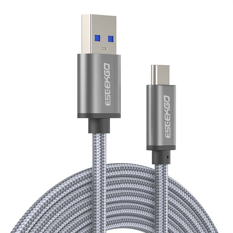 Eseekgo ES-31 USB3.1 Type-C-kabel 1M/3ft Android-laddningsladd för Samsung S23 S22 S21 Nylon flätad snabb laddning USB-datakabel för smartphones i detaljhandeln